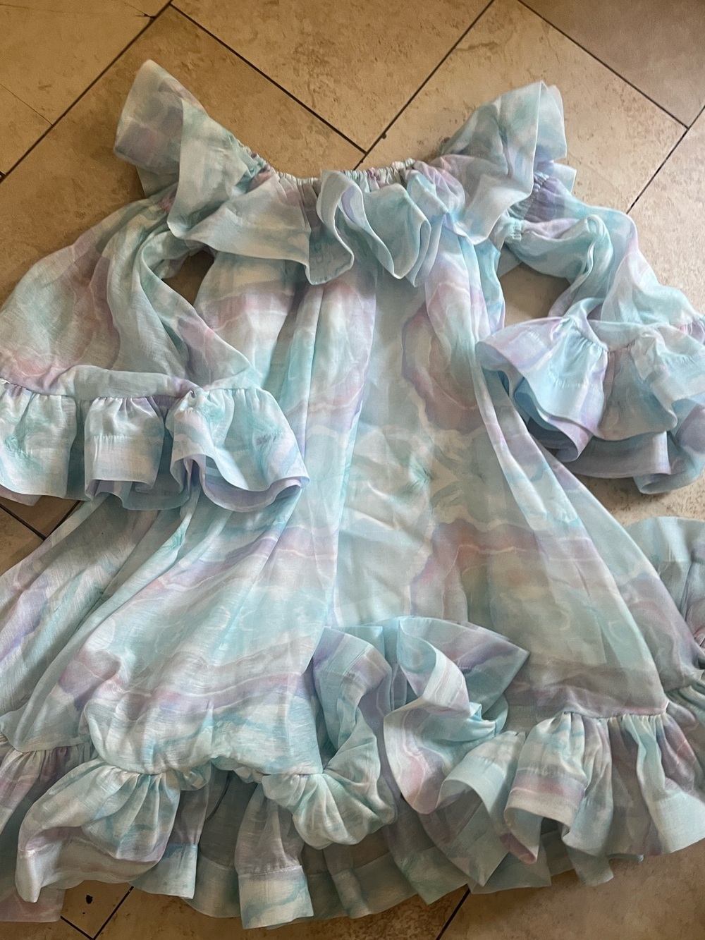 Boutique Mini Flounce Ruffle Dress Sz L/XL